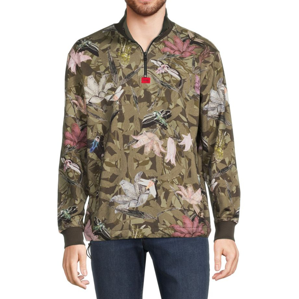 Hugo Floral Print Zip Up Pullover Multi Size M 1890
